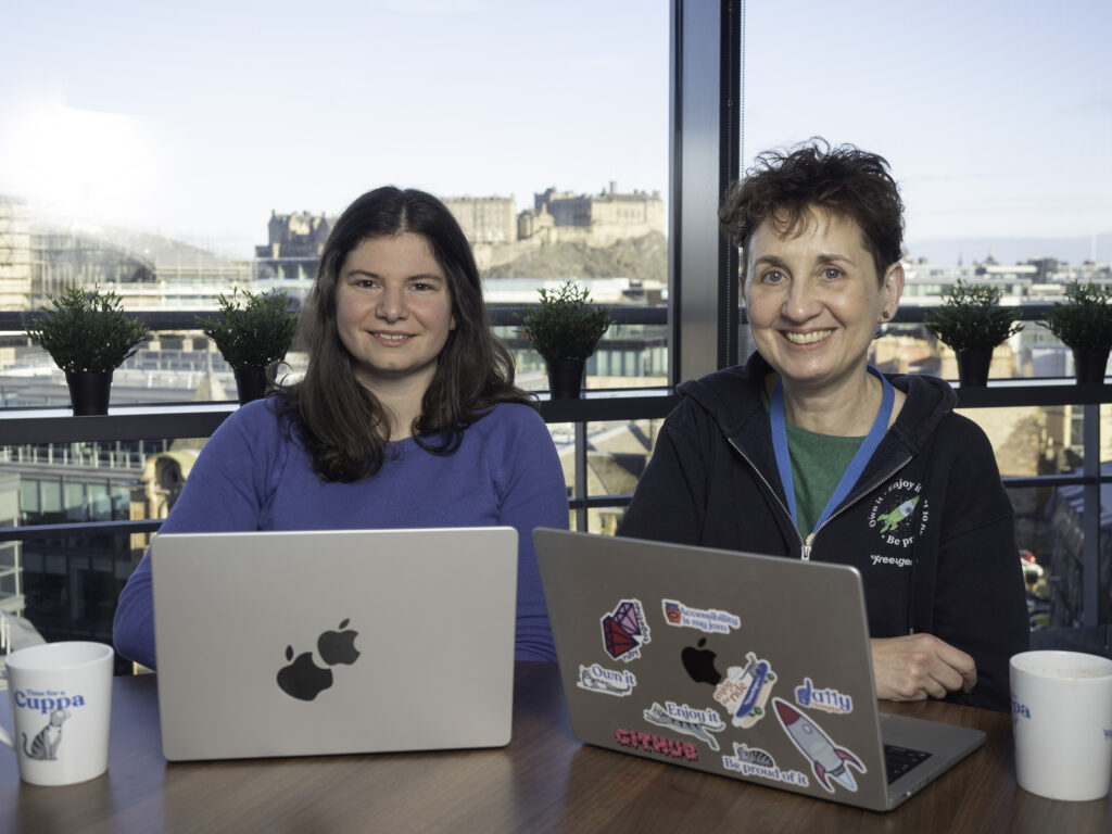 Carme and Mila in the FreeAgent office.